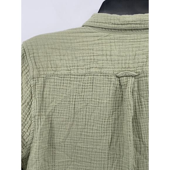 J.CREW Women's Sage Green Double Gauze Textured Button-Up Long Sleeve Top SZ S - Picture 5 of 12